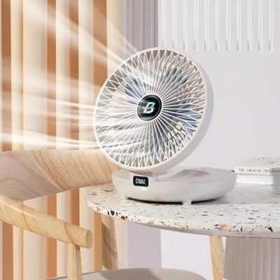 Mini ventilator portabil - oscilație 120°, telecomandă, baterie 12h | AIRCOLIO
