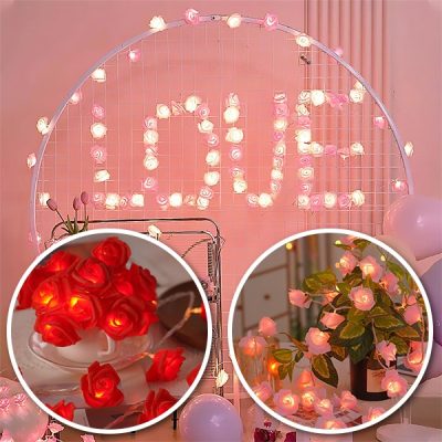 Instalație cu lumini LED în formă de trandafiri (2m) | LUMEROSE